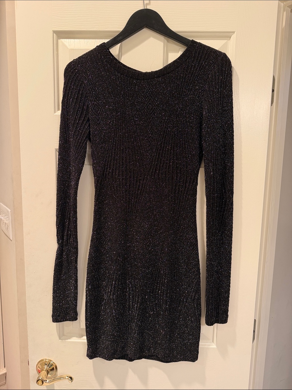 Lavender Brown Black Sparkle Long Sleeve Knit Dress